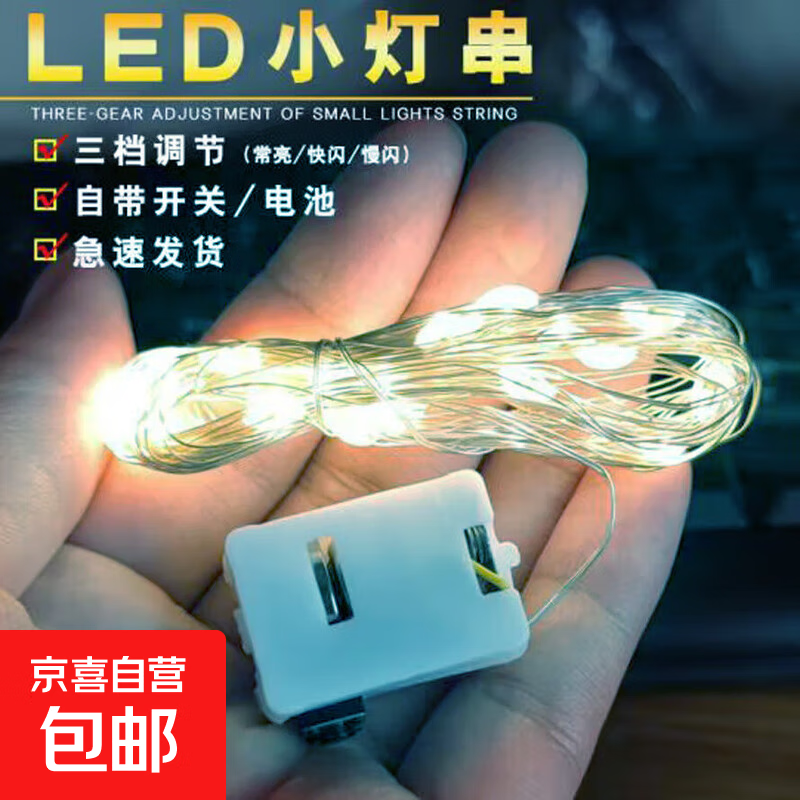 闪光LED灯串三档调节鲜花束礼盒装饰氛围鲜花店电子满天星灯串 白色光灯串【2米]-1个