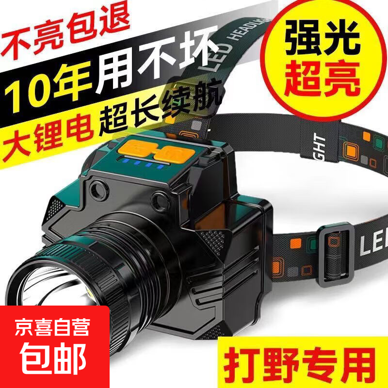 LED头灯强光远射USB可充电户外防水超亮钓鱼头戴式矿灯手电筒 爆亮远射【400毫安】电池