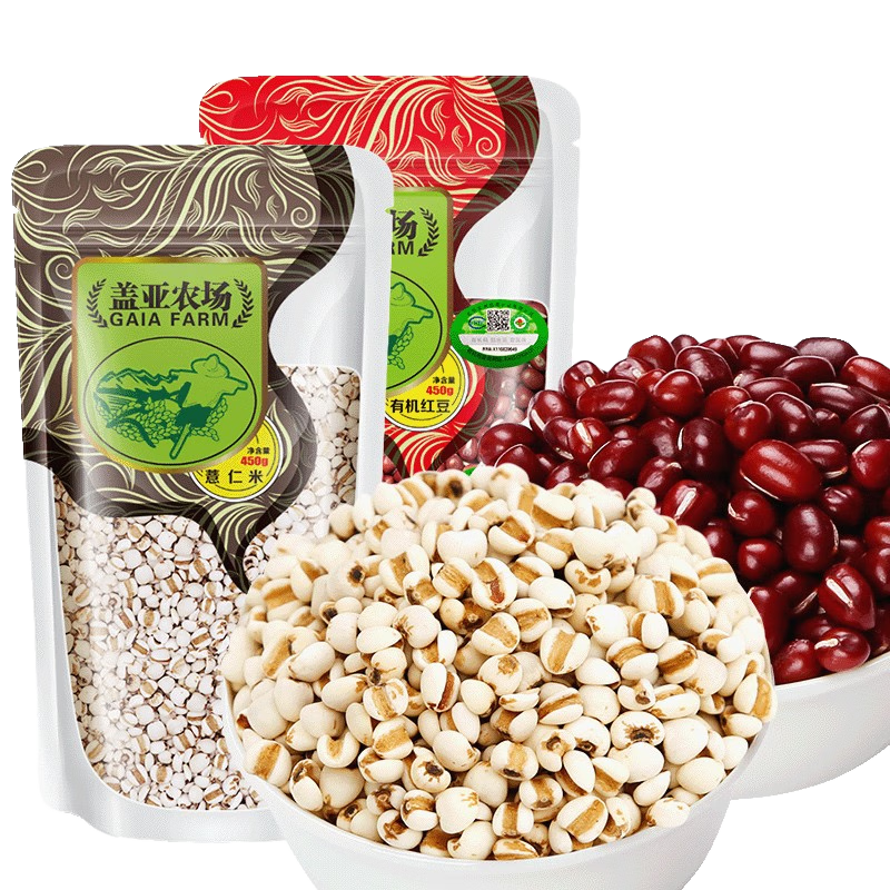 盖亚农场（Gaia Farm） 有机红豆 红小豆 东北杂粮 薏仁红豆原料 五谷杂粮 粗粮赤豆 有机红豆450g*1袋+薏仁450g*1袋