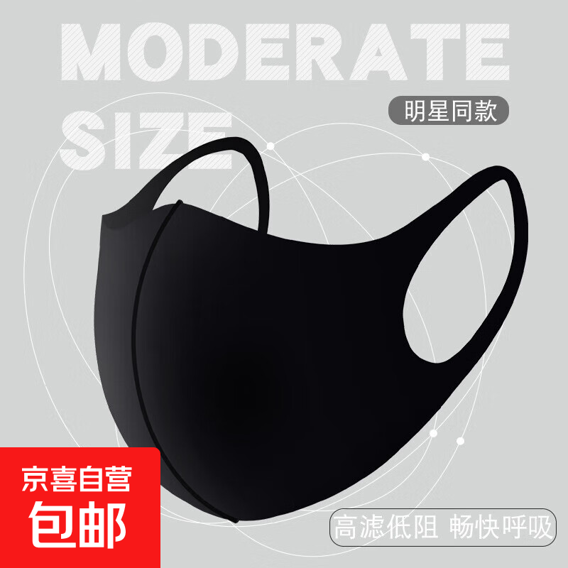 户外运动男女潮流口罩明星同款春夏秋冬四季3D立体防风防晒保暖 黑色口罩1个装