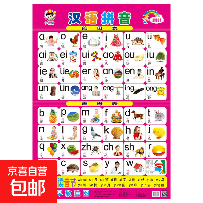 汉语拼音字母表挂图墙贴幼小衔接一年级声母韵母训练儿童学习神器 汉语拼音