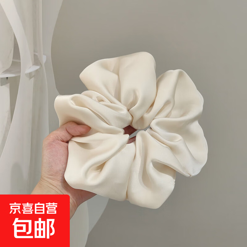 大号纯色缎面大肠发圈高级感简约百搭显发量发饰 米白