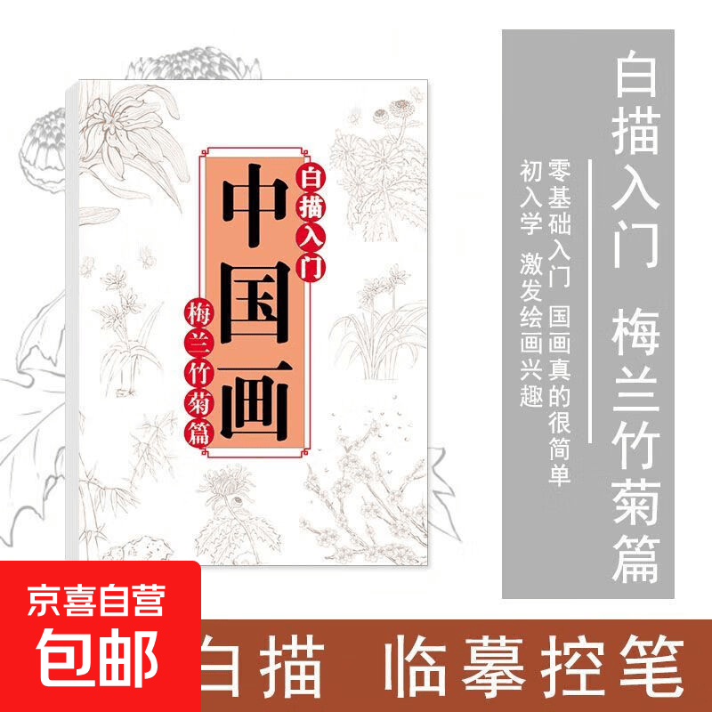 中国画白描临摹画册美术入门描摹浅印线条涂色基础画画国风简笔画 梅兰竹菊篇