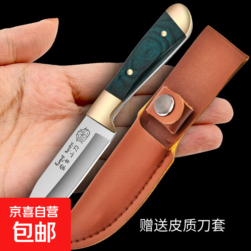 水果刀家用便携蒙古吃肉小刀锋利高硬度手把肉专用刀户外露营削皮 绿色 1把