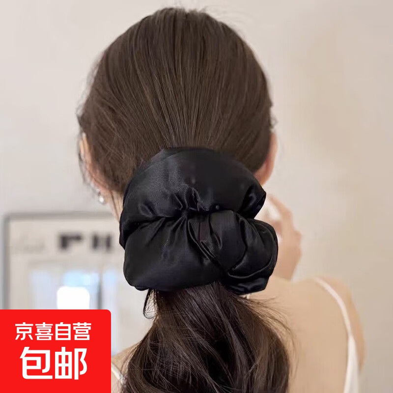 高档真丝护发枕头发圈30姆米桑蚕丝睡眠肠圈送女友送妈妈送礼物 神秘黑