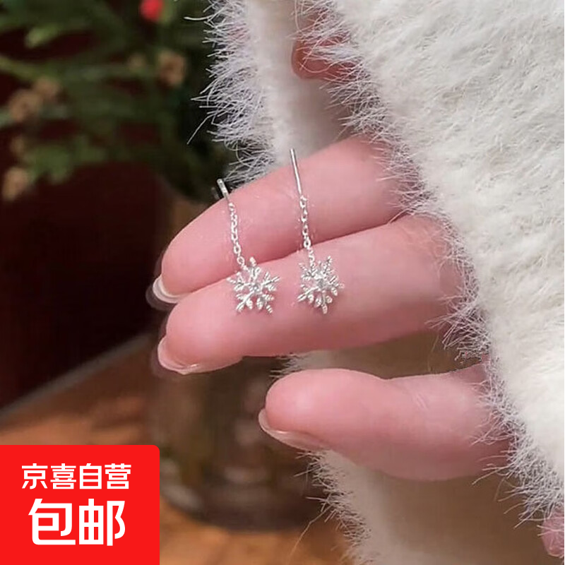 银针冷淡风锆石雪花耳线小众时尚耳环简约百搭设计耳饰轻奢高级感 耳线-银色