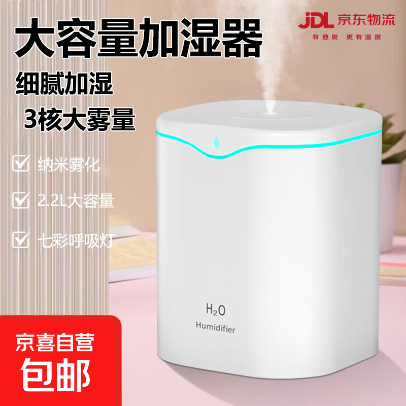 加湿器家用空气加湿器净化器香薰机空调房加湿器usb静音卧室孕妇婴儿喷雾宿舍学生女生礼物 标准款-【单喷+静音大容量+细腻喷雾】-2.2L