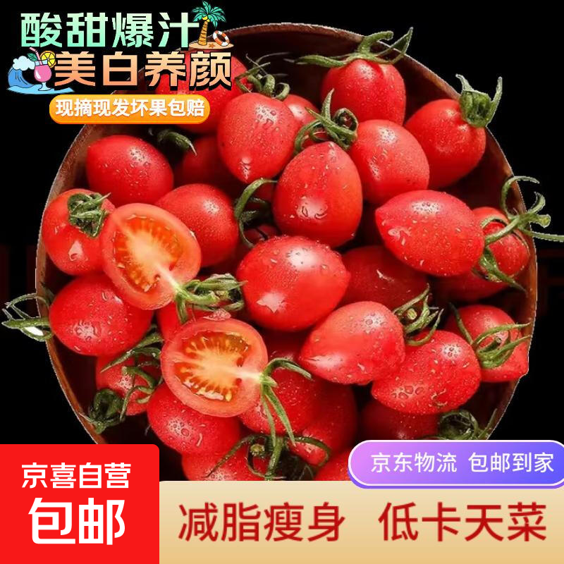 【超市品质】新鲜水果圣女果小番茄孕妇儿童即食零食生鲜水果 带箱 1斤 红色圣女果