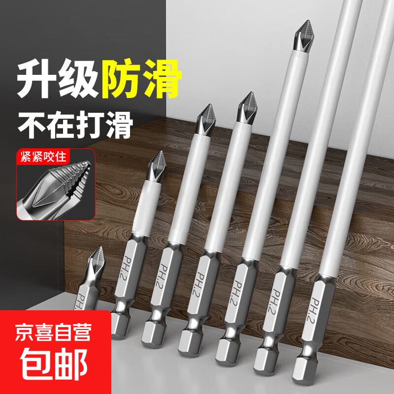 防滑批头十字强磁高硬度电动螺丝批套装六角柄手电钻批头风批头 锯齿防滑批头【25mm】