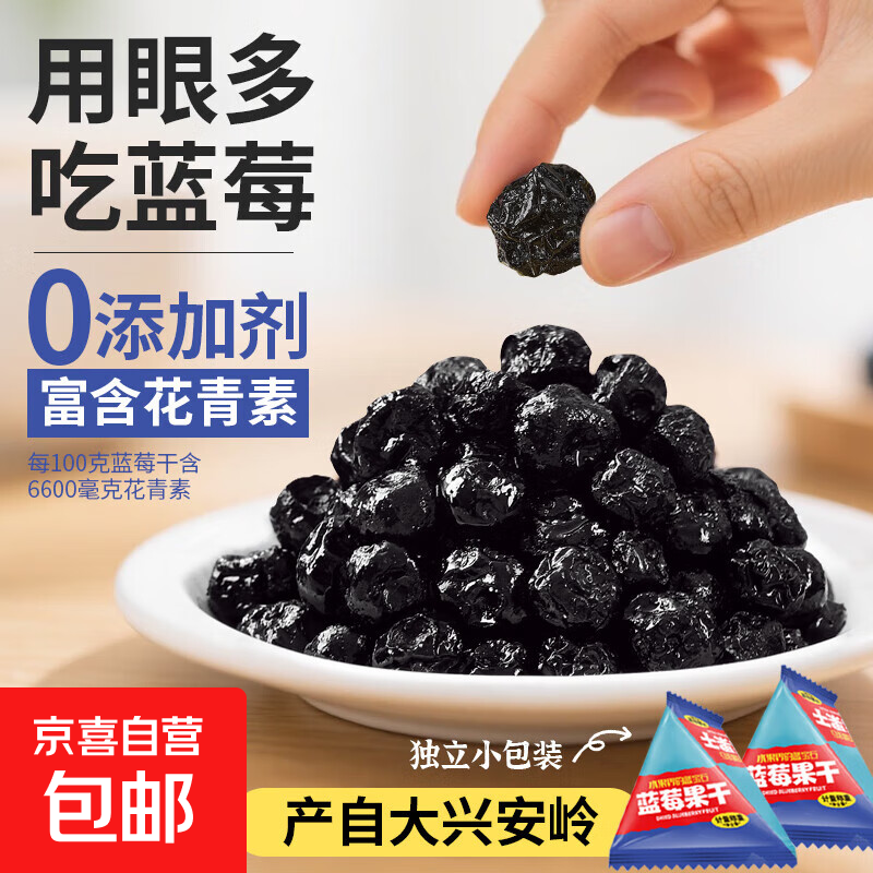 0添加剂东北特产蓝莓干 独立小包装果干 孕妇儿童健康护眼零食 蓝莓干100g*2袋