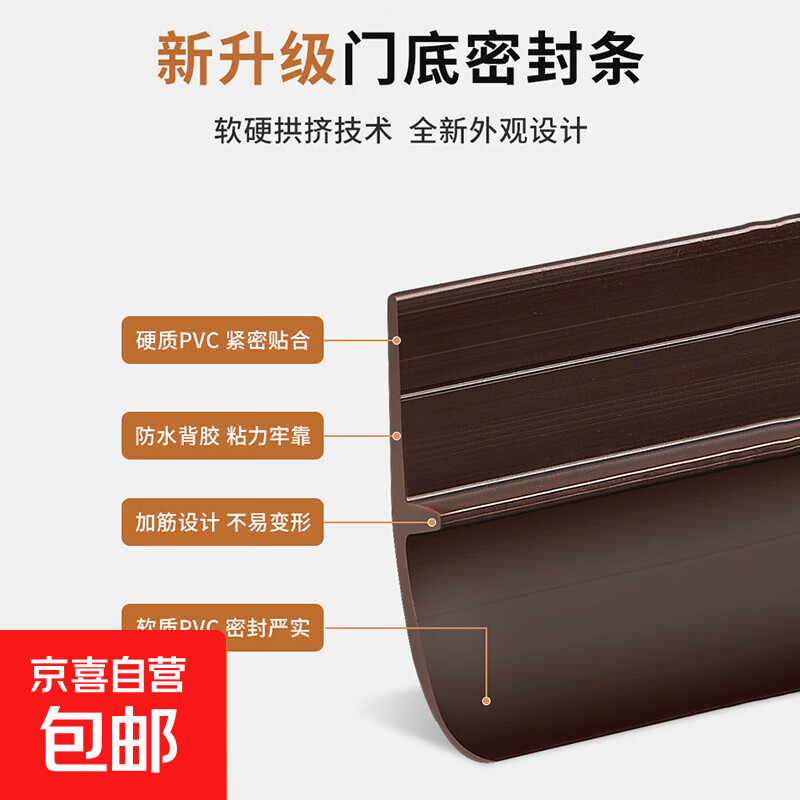 门缝门底密封条自粘型隔音条防盗门窗玻璃门缝密封条木门防风贴条 45mm宽加强筋,棕色,1米价 无规格