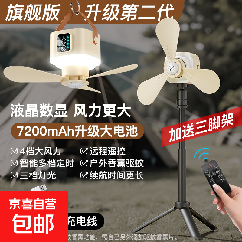 電風(fēng)扇家用小吊扇電扇輕音制冷帶夜燈露營(yíng)風(fēng)扇小型【全網(wǎng)爆款】迷你可愛自然風(fēng)夏天宿舍學(xué)生蚊帳 奶咖-旗艦版7200毫安超長(zhǎng)續(xù)航/送支架