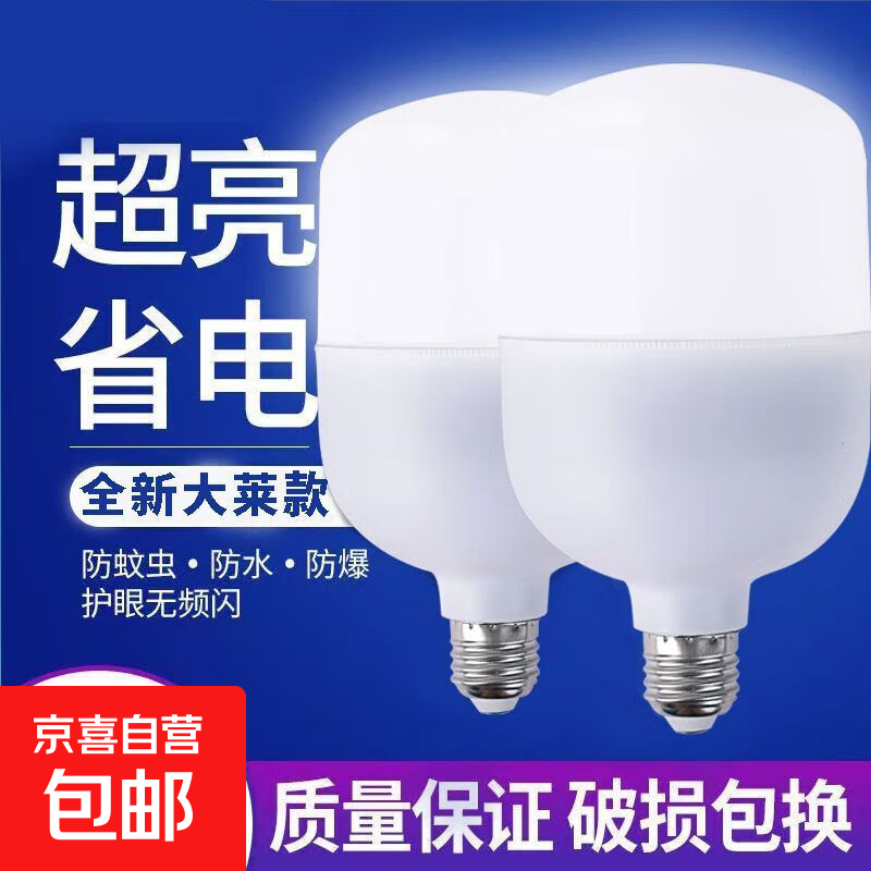 【今曰特价】LED灯泡E27螺口超亮省电球泡灯节能家用大功率球泡灯 20W超亮【2只装】高配-低价疯卖