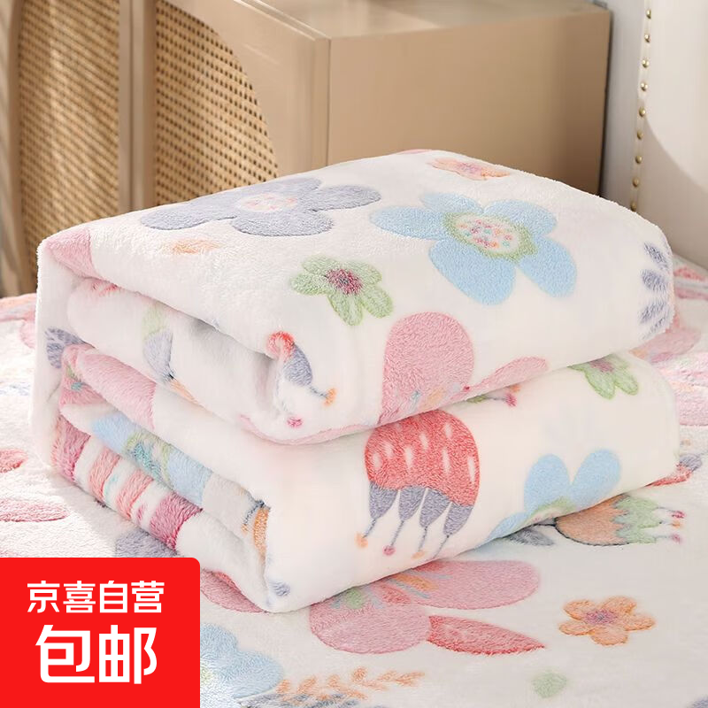 双面绒加厚床单毯雪花绒毯子四季透气空调毯夏天盖毯毛毯冬天铺单 花朵【无静电可铺可盖】 100*150cm【儿童毯】