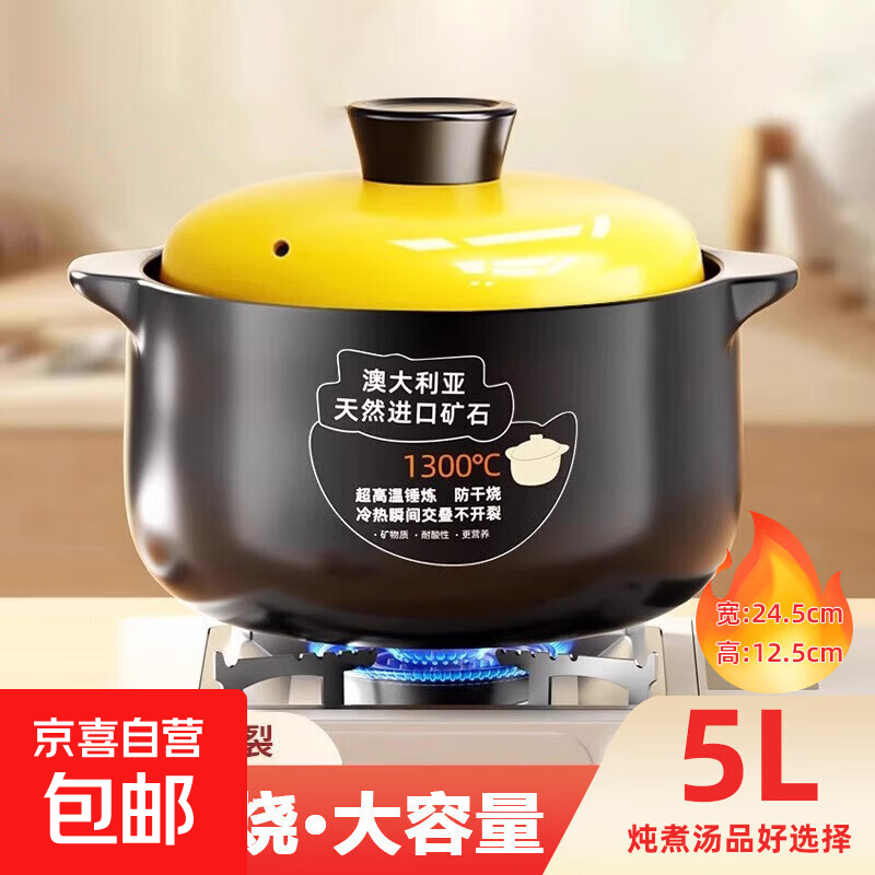 【抄底大促价】家用燃气砂锅炖锅陶瓷煲汤锅5L耐高温干烧不裂 | 只需¥36.28！