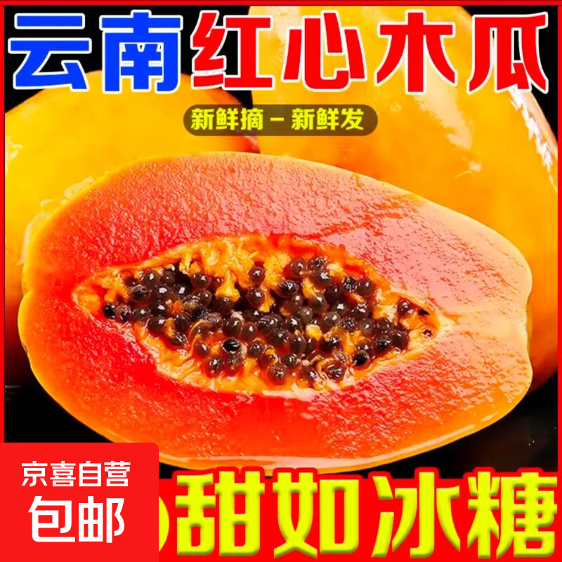 国产红心木瓜新鲜水果牛奶冰糖心孕妇宝宝辅食现摘发货 带箱5斤 单果400g起