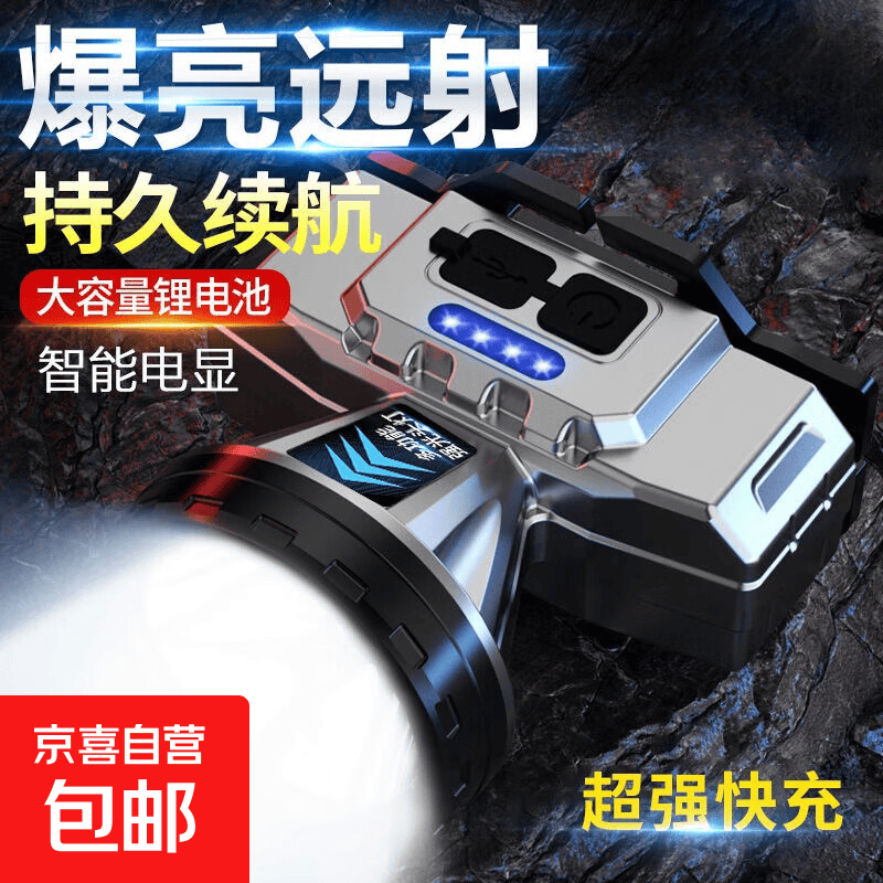 LED头灯强光定焦远射可充电超亮钓鱼灯矿灯超长续航迷你便携头灯 高亮白色款