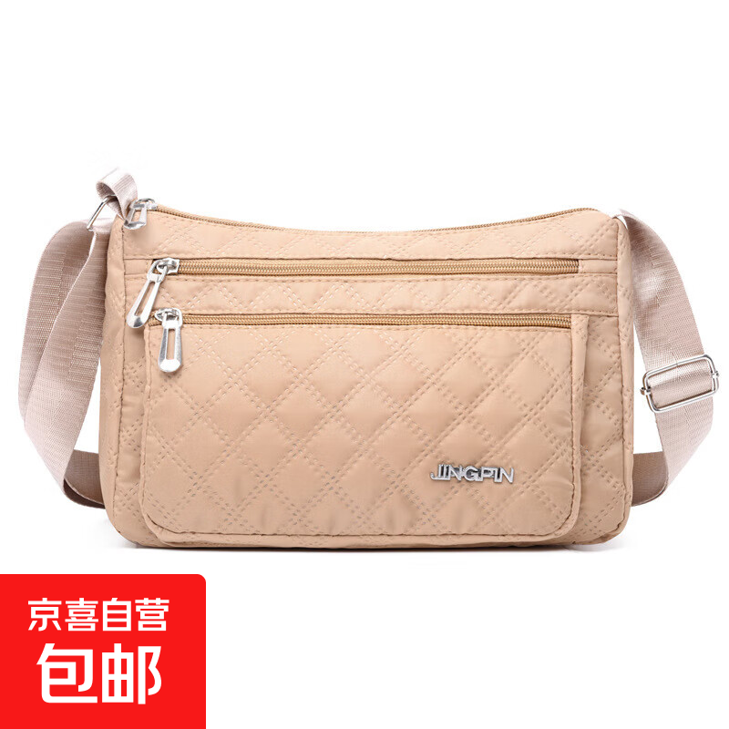 跨境斜挎包女尼龙帆布包新款潮单肩妈妈手机包做生意收钱包 卡其