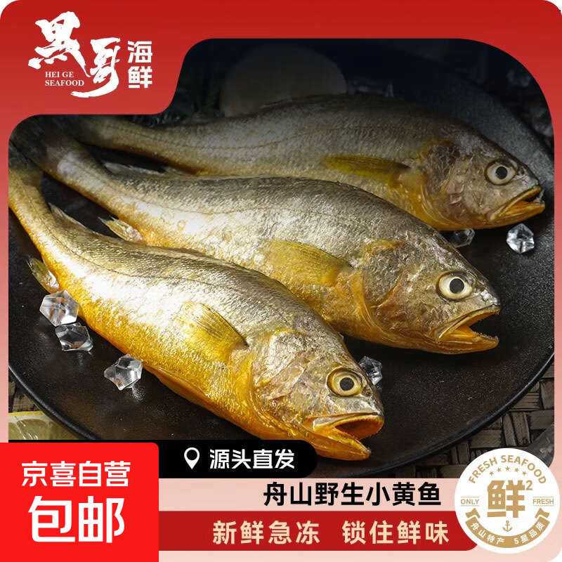 舟山海捕小黄鱼野生细麟小黄鱼新鲜速冻 500g（约15-18条/斤）