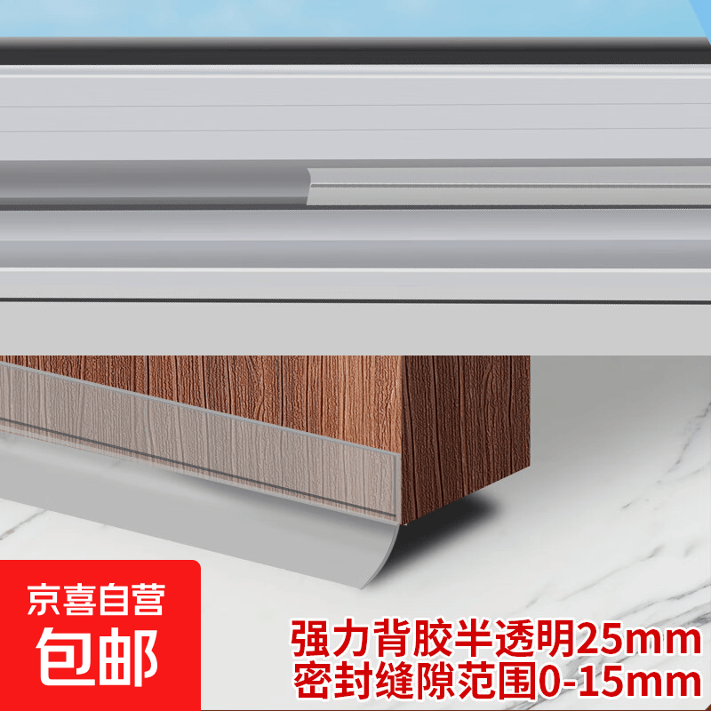 自粘门窗密封条玻璃门缝门底防风缝隙贴挡风窗户隔音胶条门封防撞 透明25mm 1米（适用15mm内缝隙）