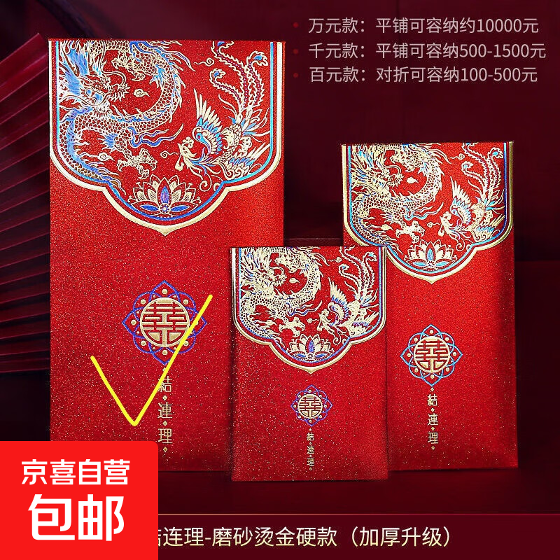 结婚专用万元改口红包2023新款红包封婚礼大号红包袋中式高档喜包 金葱万元红包【喜结连理】 可装3000-10000元【共2个】