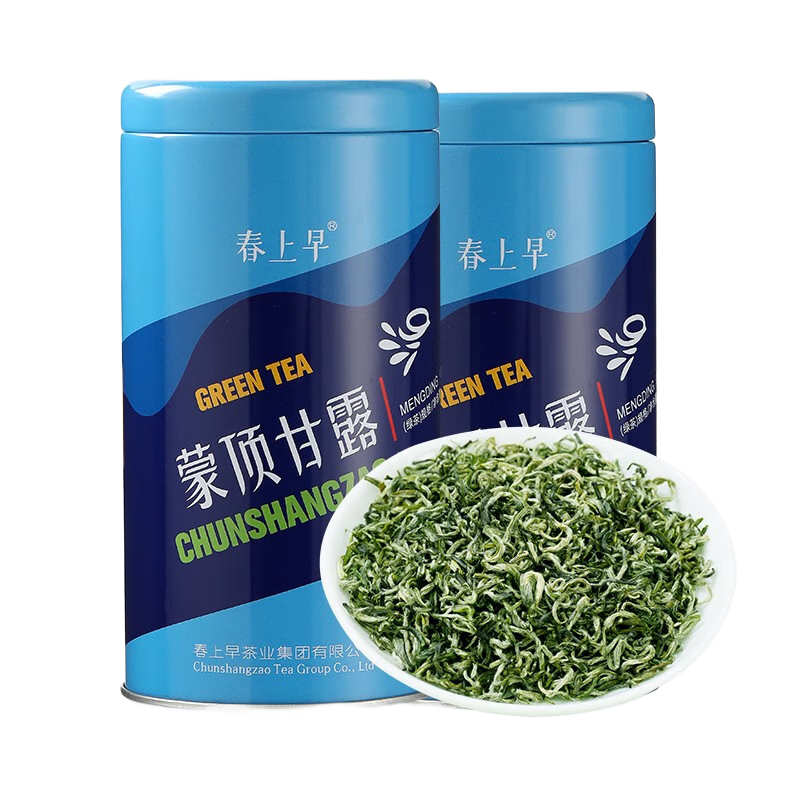 春上早特級(jí)蒙頂甘露2025新茶四川特產(chǎn)明前春茶毛尖綠茶葉罐裝禮盒裝 藍(lán)罐蒙頂甘露 125g*2罐