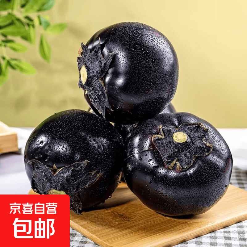 应季紫圆茄紫黑圆茄生鲜超市新鲜现摘现发烧烤擂茄子 寿光圆茄子带箱5斤 4.5斤 净重