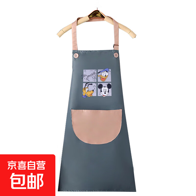 围裙2025新款家用厨房防水防油做饭工作服女围裙餐饮专用网红超播 蓝色米奇不擦手款