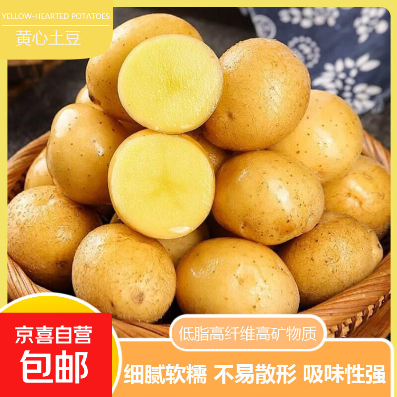 新鲜土豆现挖现河南正宗黄心当季土豆马铃薯洋芋薯条 黄心土豆小果带箱2斤（净重1.8斤）