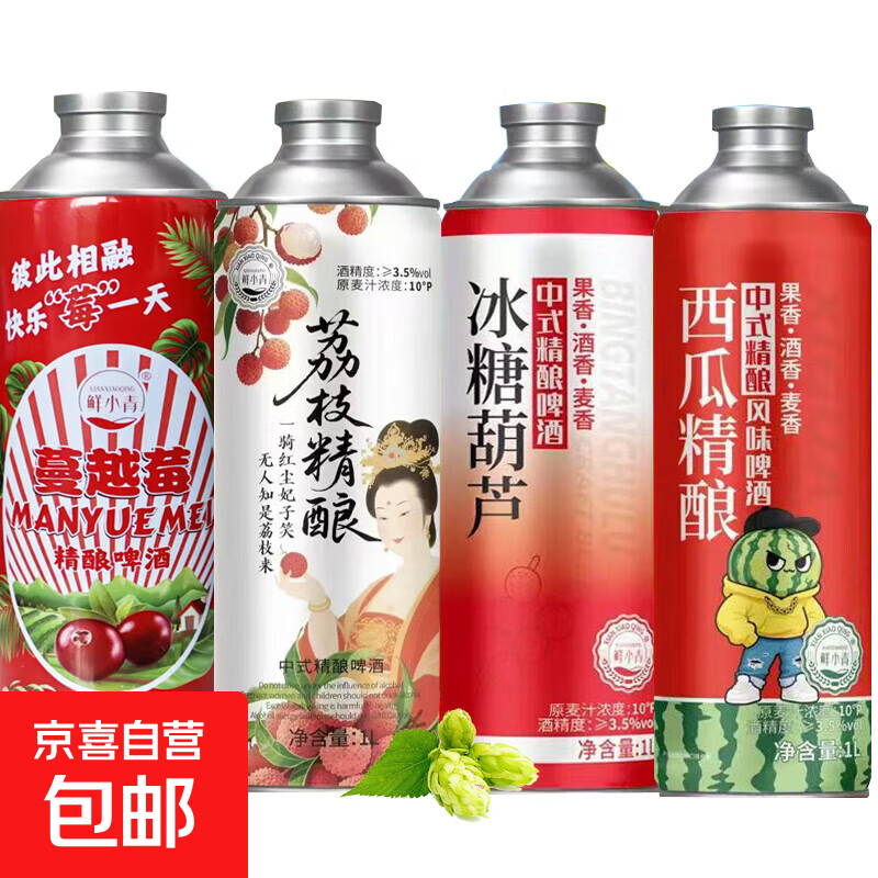 网红微醺低度甜酒多口味果啤精酿啤酒原浆啤酒厂家直销荔枝酿 全家福4种组合装（共8斤） 1000mL 4瓶