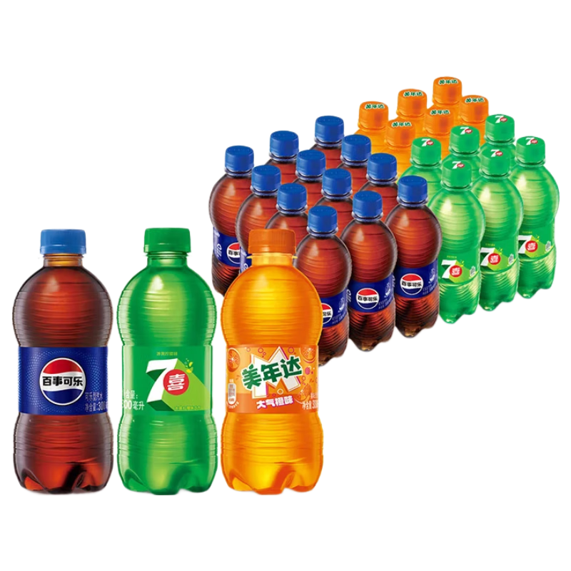 百事可乐Pepsi 可乐*12+7喜*6+美年达*6 碳酸饮料 汽水300ml*24 混合装