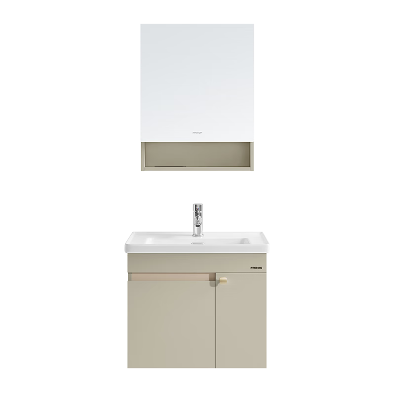 法恩莎(FAENZA)小戶(hù)型奶油風(fēng)多尺寸多收納高清銀鏡簡(jiǎn)約陶瓷一體盆浴室柜組合2307 60cm【白色全封閉鏡柜】抽拉龍頭