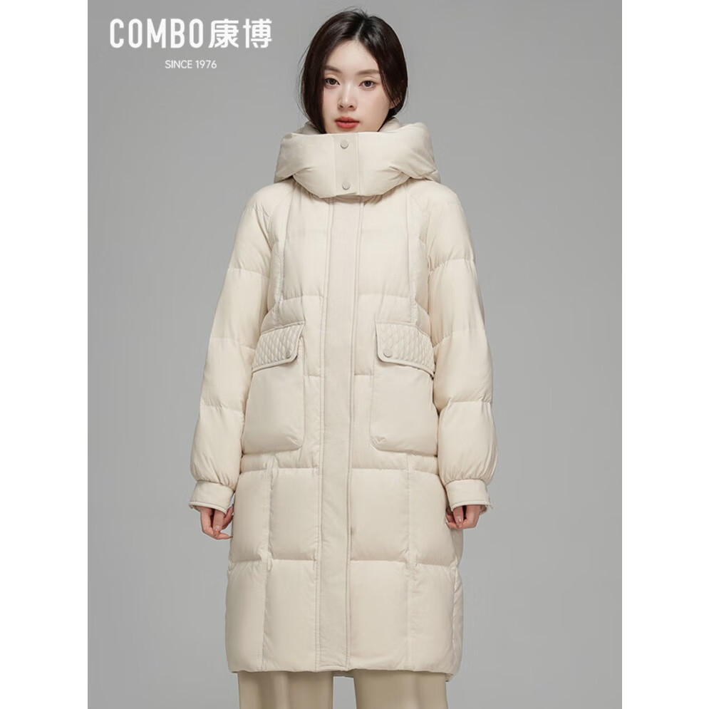 康博（combo）康博官方新款冬时尚女款显瘦保暖长款羽绒服2025 米色 L