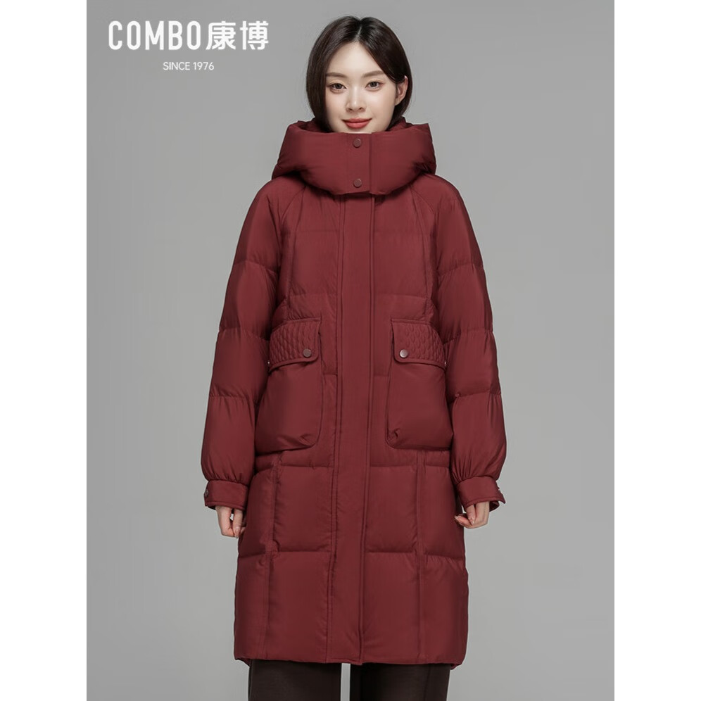 康博（combo）康博官方新款冬时尚女款显瘦保暖长款羽绒服2025 黑色 S