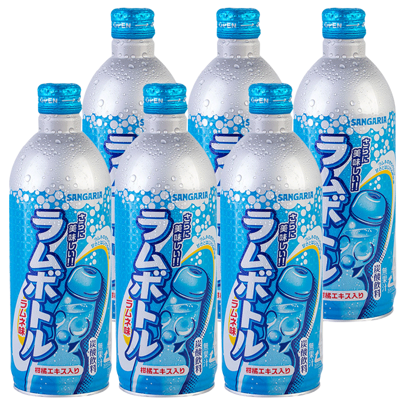 三佳丽日本进口SANGARIA三佳丽波子汽水夏日饮品网红碳酸饮料500ml*6  原味500ml*6瓶