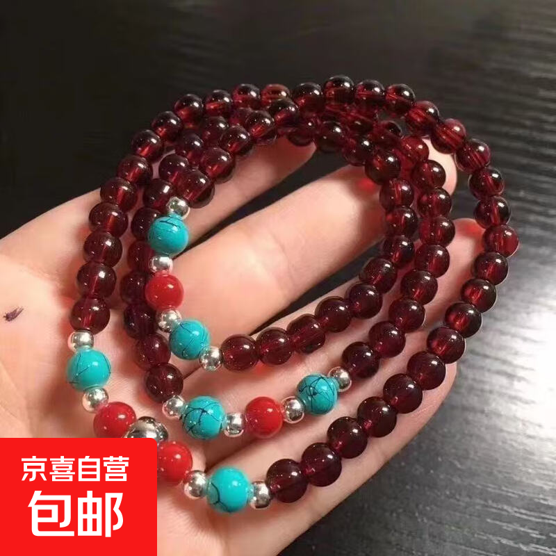 石榴石手链饰品本命年礼物女水晶闺蜜休闲时尚手串招财水手串 6mm样式随机石榴石三圈手串