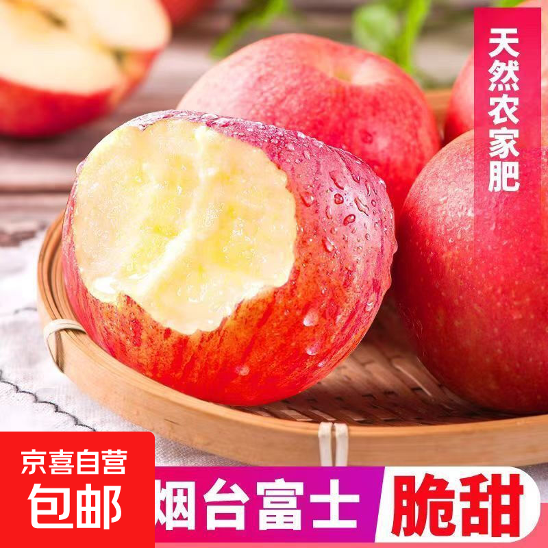 正宗山东烟台红富士苹果脆甜红富士苹果栖霞丑苹果整箱 带箱2斤/单果80mm+