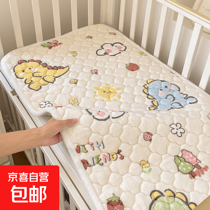 幼儿园床垫牛奶绒加厚夹棉床单床褥A类儿童宝宝入园婴儿床垫褥子 淘气恐龙【A类标准 夹棉柔软】 60*180cm