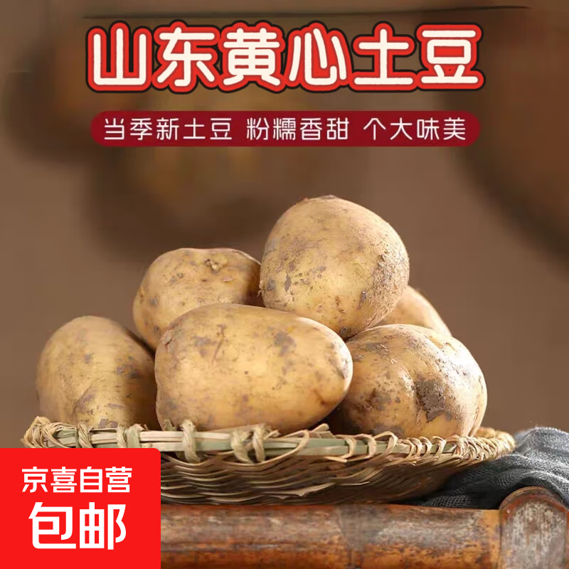 正宗山东新鲜黄心土豆农家自种马铃薯黄心洋芋 2斤中小果（1两-3两） 含箱