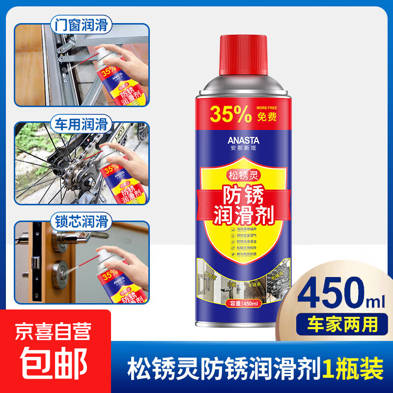 除锈剂金属快速清洗螺栓螺丝松动合页异响润滑强力防锈去铁锈喷剂 除锈润滑剂450ML【1瓶】