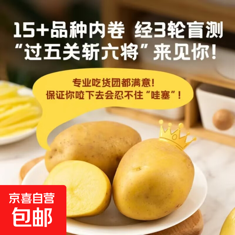 新鲜现挖黄心小土豆当季蔬菜超市洋芋马铃薯直播间真便宜京东 新鲜小土豆5斤装 含箱