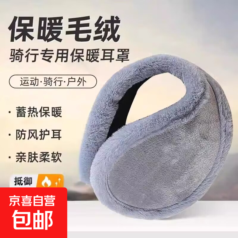 运动户外加厚加绒耳罩男女护耳朵套冬季保暖成人护耳套耳包耳暖 包边普通款灰色