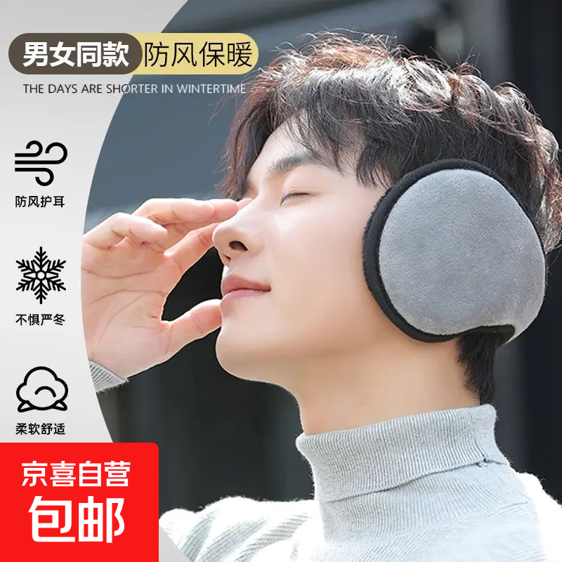 男士冬季保暖耳罩户外骑行防寒加厚耳捂骑电动车防风耳护耳包 冬季保暖耳罩灰色  1个