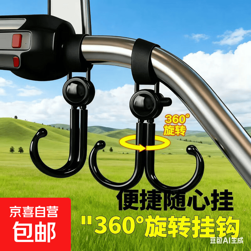 电动自行车儿童车挂钩强力承重悬挂神器 360度可旋转挂钩双钩 1个