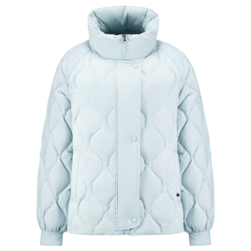 雅鹿轻薄羽绒服女2025新款小个子波浪绗线纯色立领轻羽绒外套