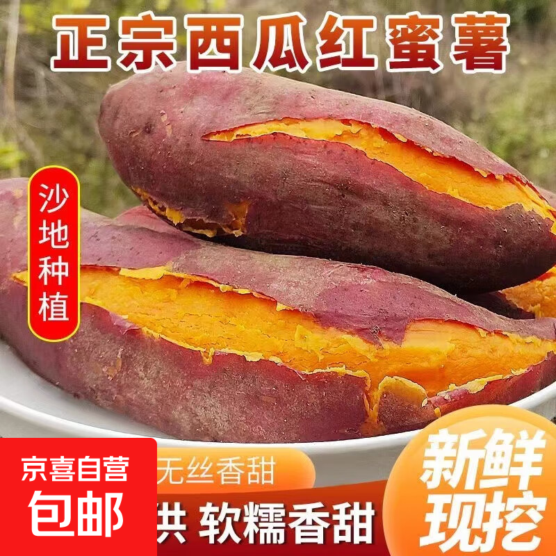 现挖西瓜红蜜薯沙地香甜软糯红心番薯山芋无丝农家自种糖心地瓜 优质西瓜红 2斤 带箱 中小果（单果50g-150g）