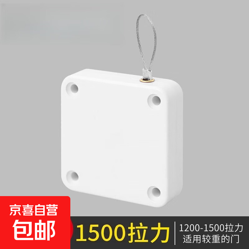 免打孔自动家用静音缓冲闭门器简易关门神器拉绳闭合推拉木门弹簧 拉绳闭门器--白色【1500拉力】两用