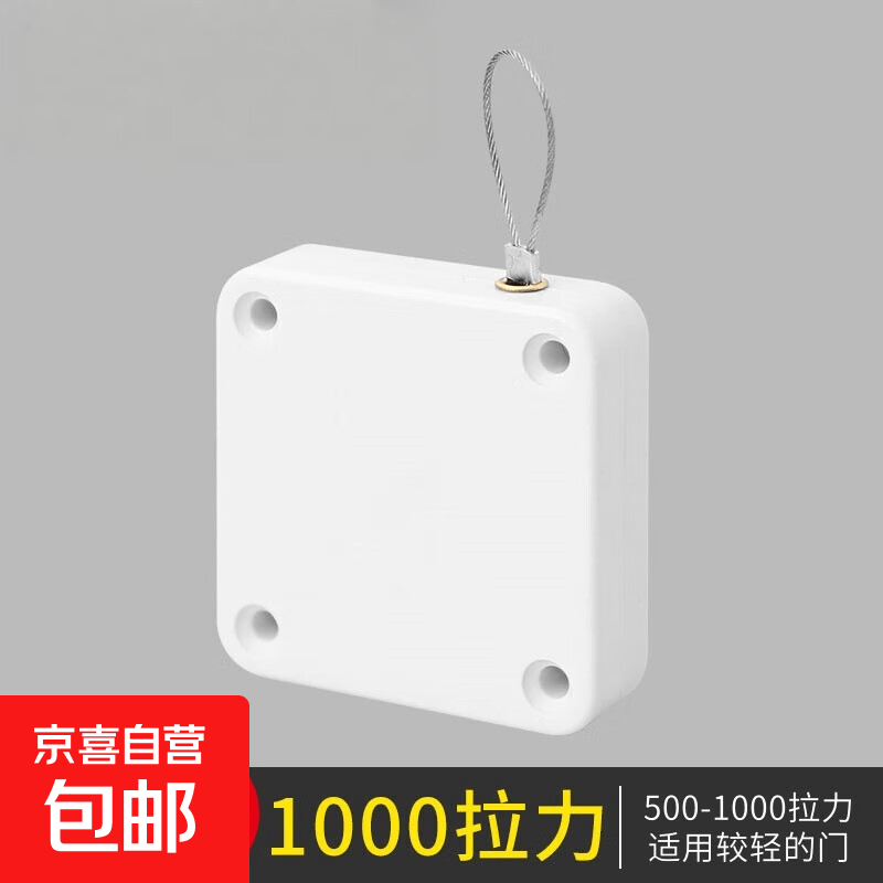 免打孔自动家用静音缓冲闭门器简易关门神器拉绳闭合推拉木门弹簧 拉绳闭门器--白色【1000拉力】两用