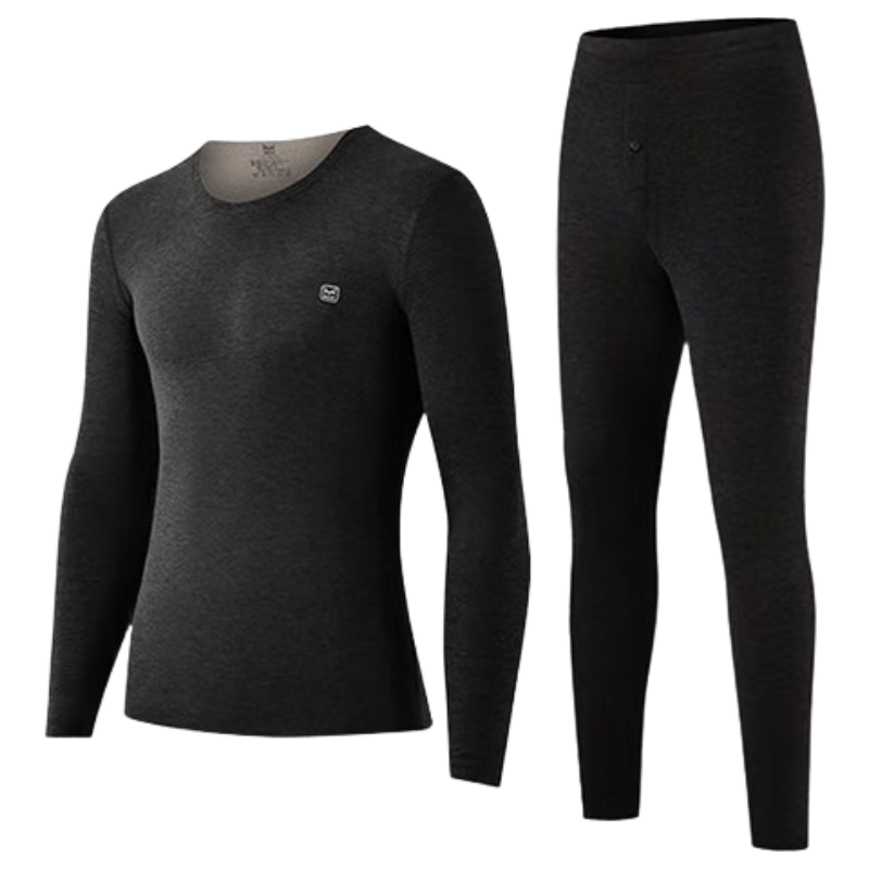 猫人羊绒蚕丝羽毛保暖内衣男士高端10A抗菌双面德绒发热秋衣秋裤套装