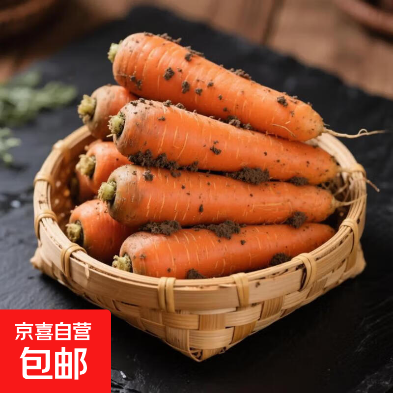 现挖带泥胡萝卜新鲜超市水果胡萝卜整箱批发蔬菜可即食 化龙胡萝卜 1斤带箱